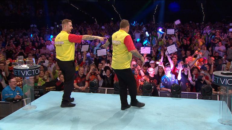Kim Huybrechts joined in with Dimitri Van den Bergh's usual dance routine ahead of Belgium's match against Scotland