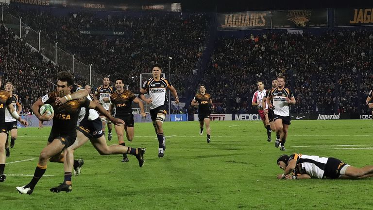 Matias Orlando ran in two tries as the Jaguares defeated the Brumbies