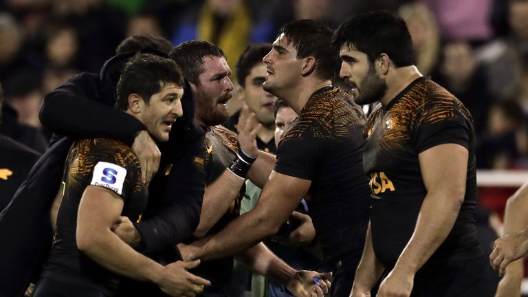 The Jaguares celebrate after making the semi-finals for the first time