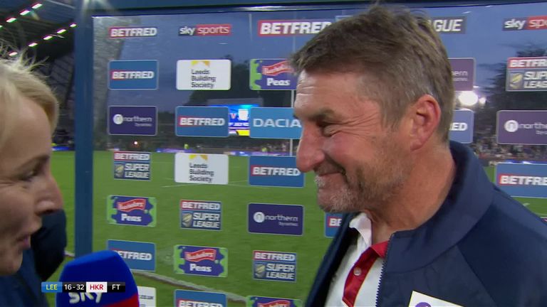 Reactions from Hull KR's head coach after their super league win over Leeds Rhinos.