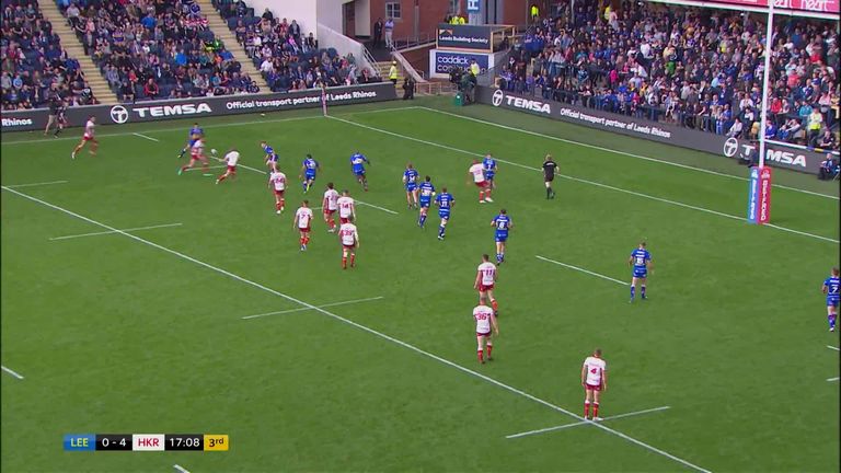 Highlights from the Super League match between Leeds Rhinos and Hull KR.
