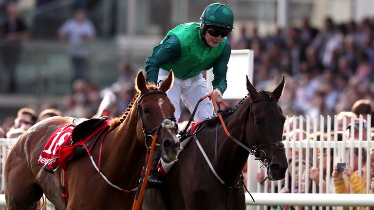 Borice ridden by jockey Luke Dempsey on the way to winning the thetote.com Galway Plate