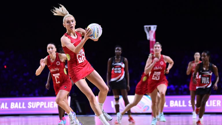 England recorded an emphatic 72-46 win over Trinidad & Tobago to move to the brink of the Netball World Cup semi-final