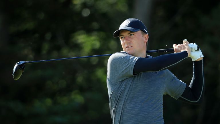 Jordan Spieth sits in the group tied-eighth on five under