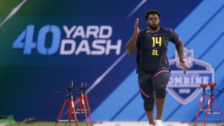 Kendrick Norton during the NFL Scouting Combine in 2018