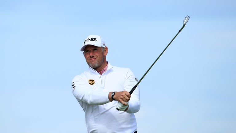 Lee Westwood rolled in a 15-foot birdie putt at the last