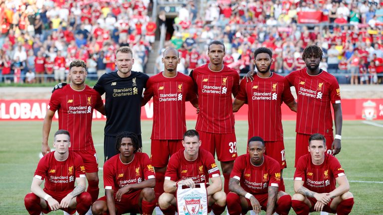 Liverpool's starting XI (from left to right): Back row - Oxlade-Chamberlain, Mignolet, Fabinho, Matip, Gomez, Origi. Front row - Kent, Larouci, Milner, Clyne, Wilson