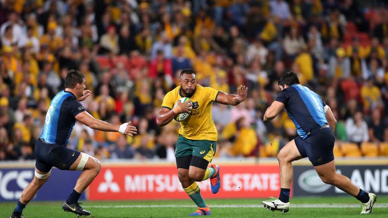 Samu Kerevi attacks the line for Australia