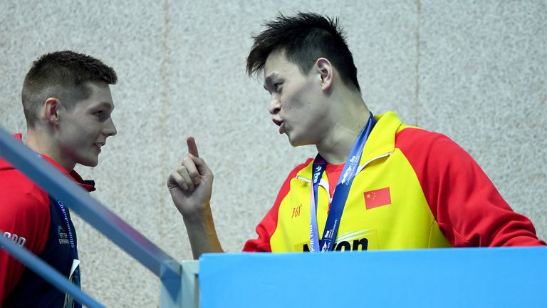 Sun Yang had words for Duncan Scott after he refused to share the podium with him 