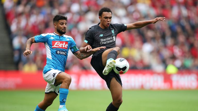 Trent Alexander-Arnold was given a tough afternoon by Lorenzo Insigne