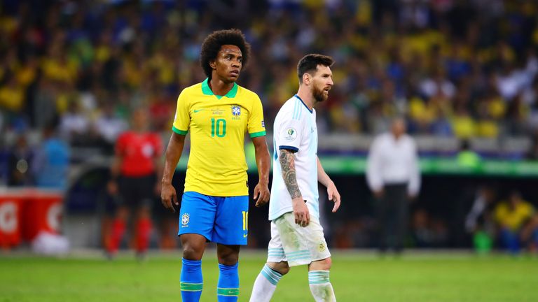 Willian was injured in Brazil's semi-final win over Argentina