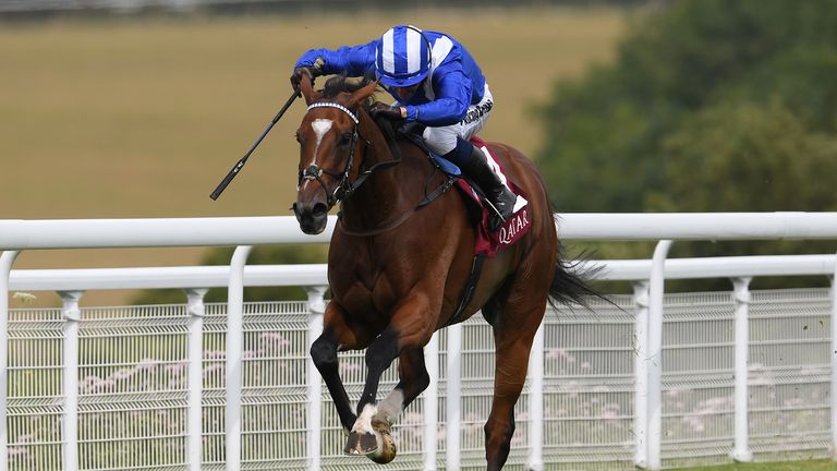 Jim Crowley and Enbihaar romp to victory in the Qatar Lillie Langtry Stakes