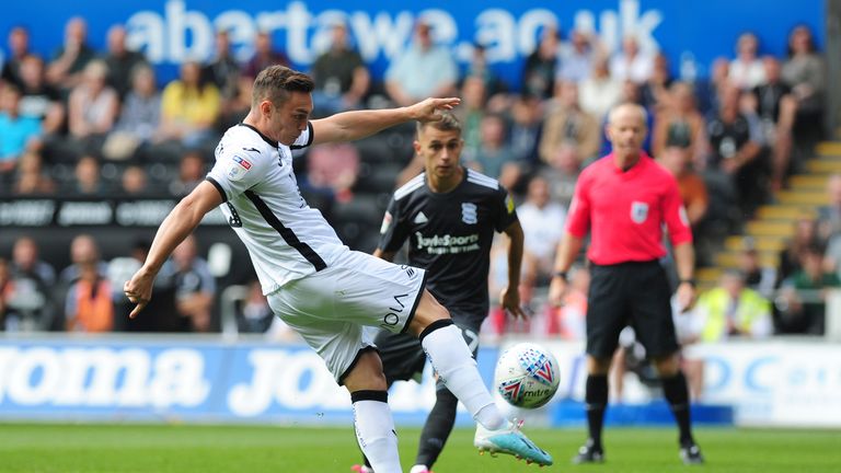 Swansea's Connor Roberts in action at the Liberty