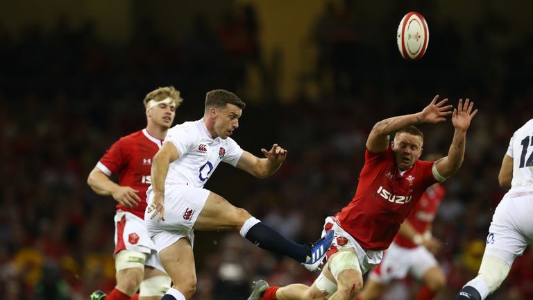 George Ford clears the ball under pressure from Nicky Smith on Saturday