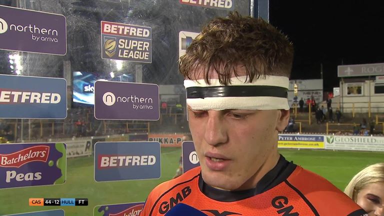 Castleford's man of the match Jake Trueman chats to Sky Sports after scoring a hat-trick in his side's 44-12 win over Hull FC