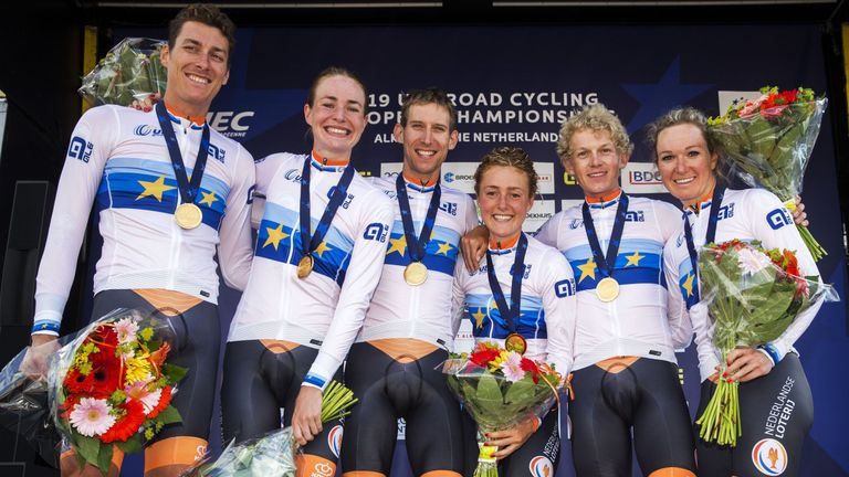 The Netherlands won the mixed team time trial at the European Cycling Championships