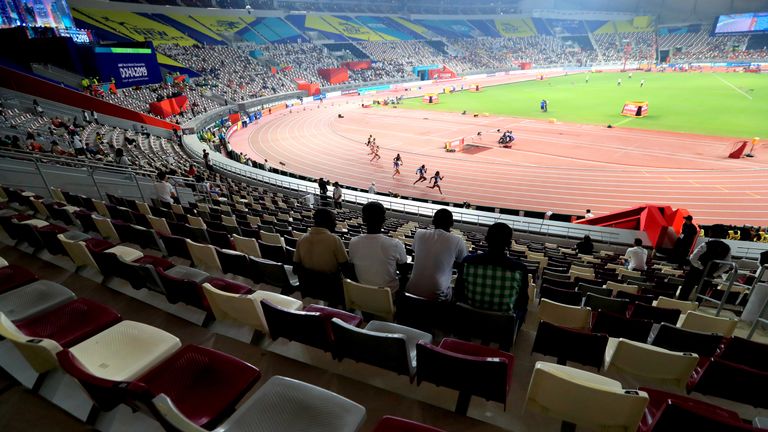 The Khalifa International Stadium holds 40,000 but the capacity has been cut to around 21,000