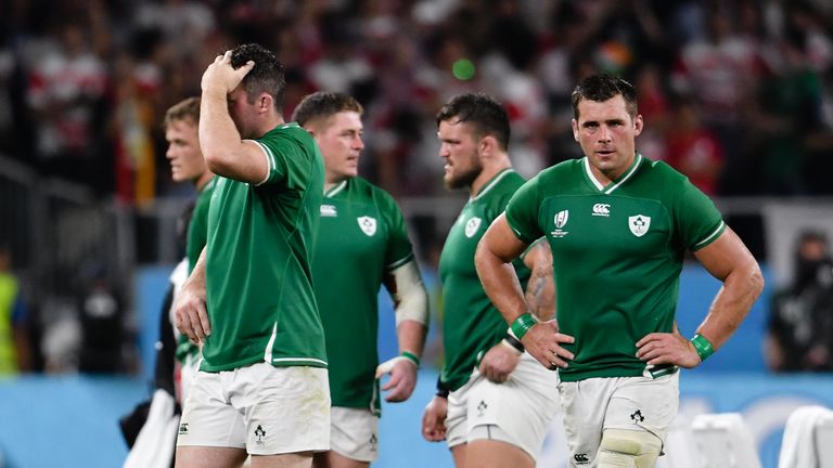 Los jugadores de Irlanda fueron abatidos después de su derrota en Shizuoka