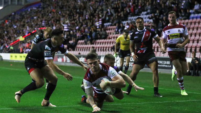 Oliver Gildart got the opening try of the game for Wigan