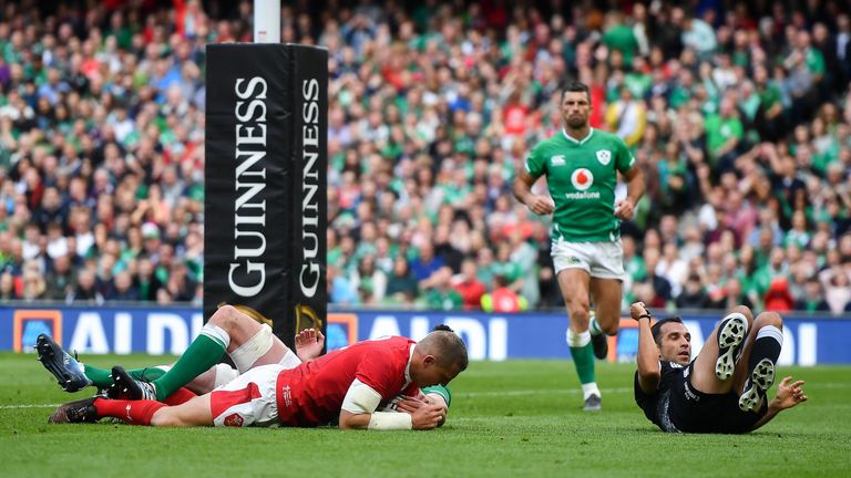 Hadleigh Parkes took a crash-ball line to score Wales' first try and give them the lead