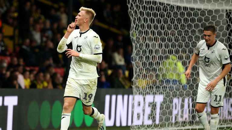Sam Surridge equalised for Swansea during the first-half