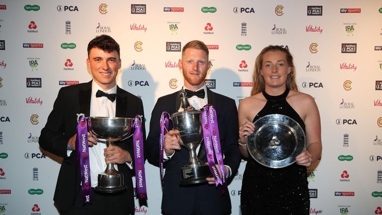 Tom Banton, Stokes and Sophie Ecclestone picked up the premier prizes at the 50th PCA Awards