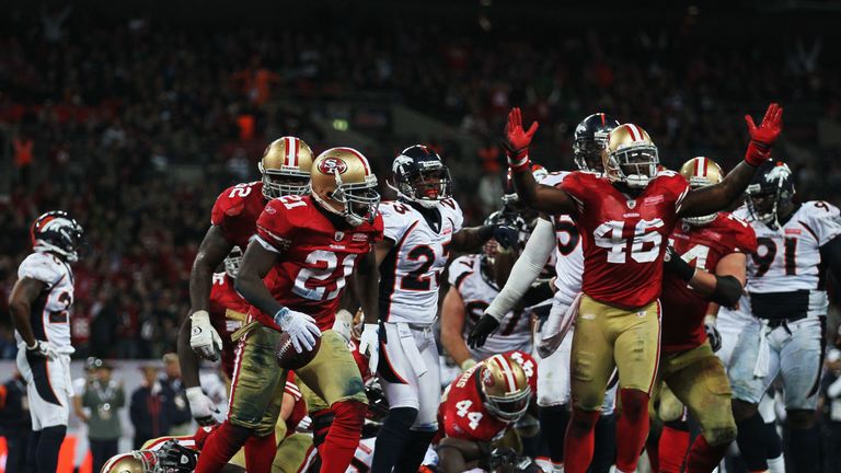 Frank Gore played - and scored a touchdown in - his first game in London for the 49ers