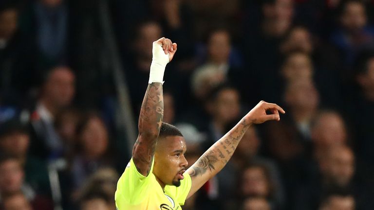 Gabriel Jesus celebrates his goal