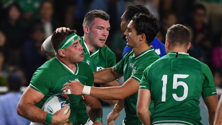 CJ Stander is congratulated after getting in on the scoring