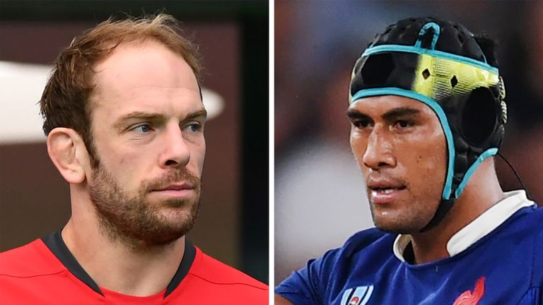 Alun Wyn Jones and France lock Sebastien Vahaamahina 