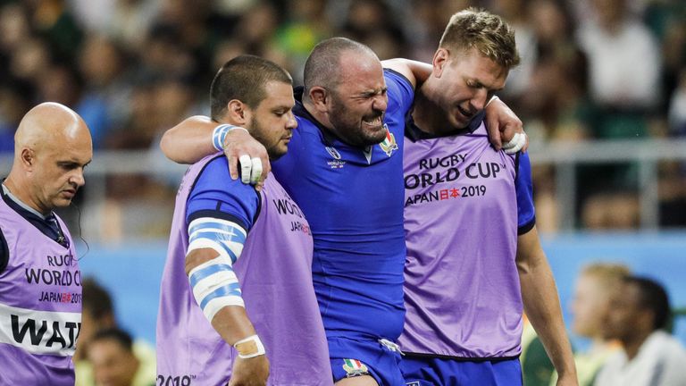 Italy tightheads Simone Ferrari (pictured) and Marco Riccioni were both forced off injured, leading to uncontested scrums