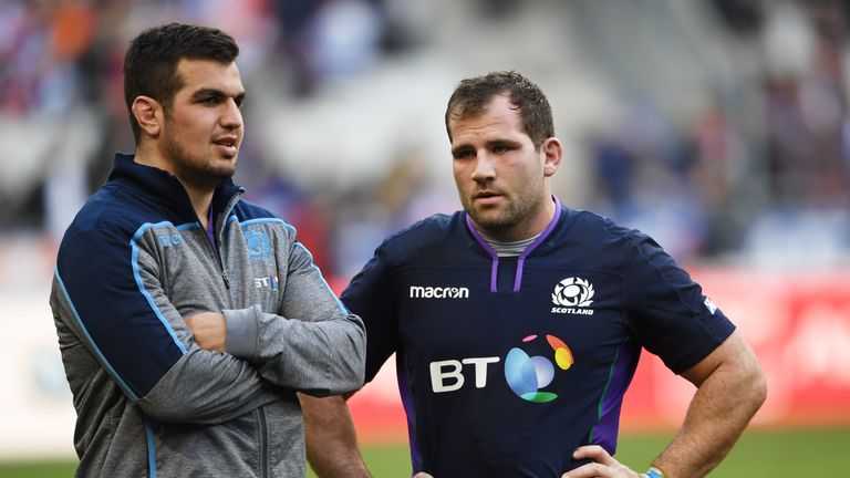 Fraser Brown (right) is preferred to Stuart McInally (left) at hooker