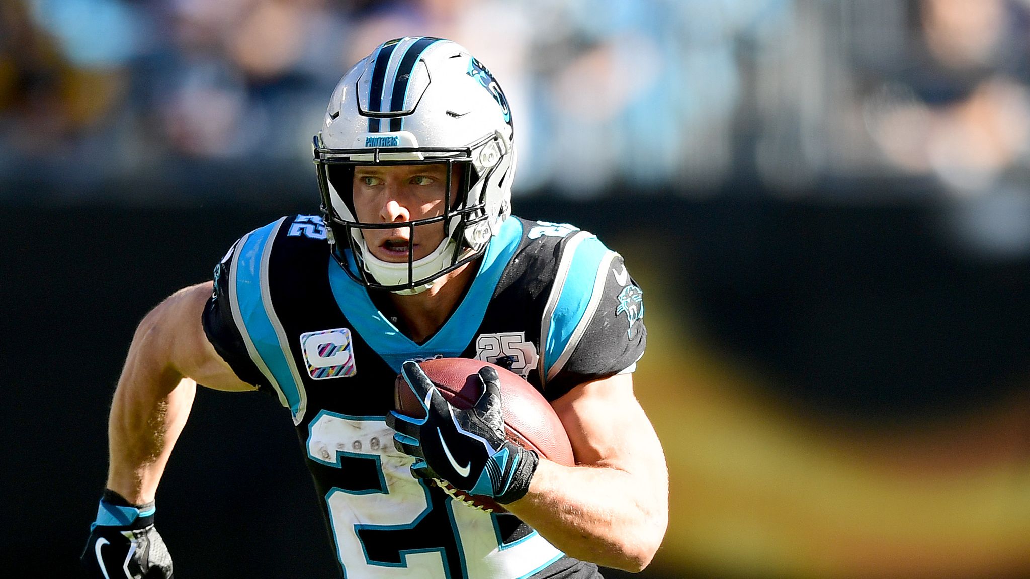 Inglewood, CA. 16th Oct, 2022. Carolina Panthers running back Christian  McCaffrey #22 on the field after the NFL football game against the Carolina  Panthers at SOFI Stadium in Inglewood, California.Mandatory Photo Credit: