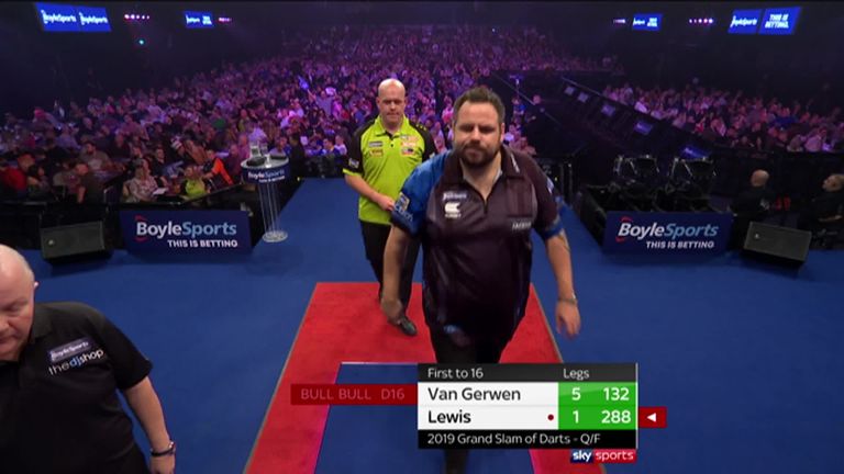 Van Gerwen's brilliant 132 finish was the highlight on his procession against Adrian Lewis