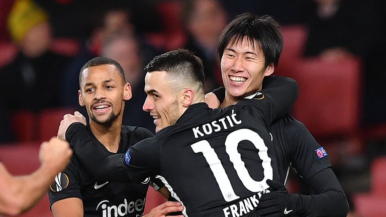 Eintracht Frankfurt celebrate during their fight back