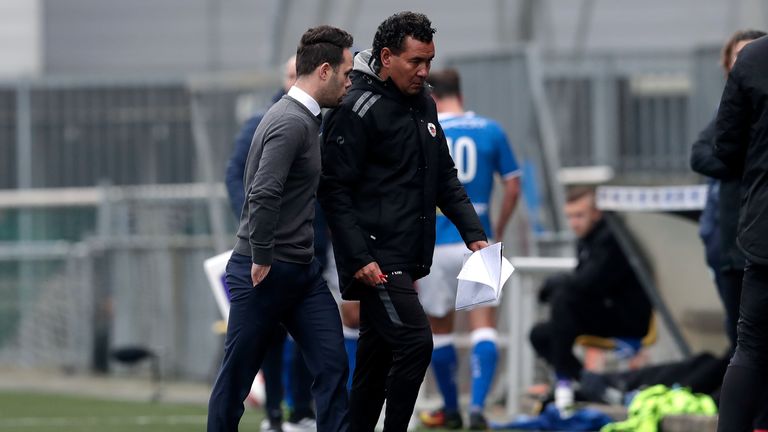 Erik van der Ven of FC Den Bosch and Ricardo Moniz of Excelsior