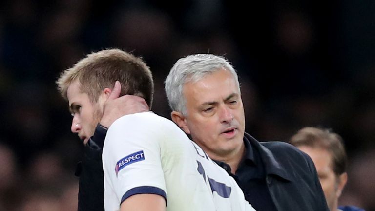 Mourinho consoles Dier after he is substituted
