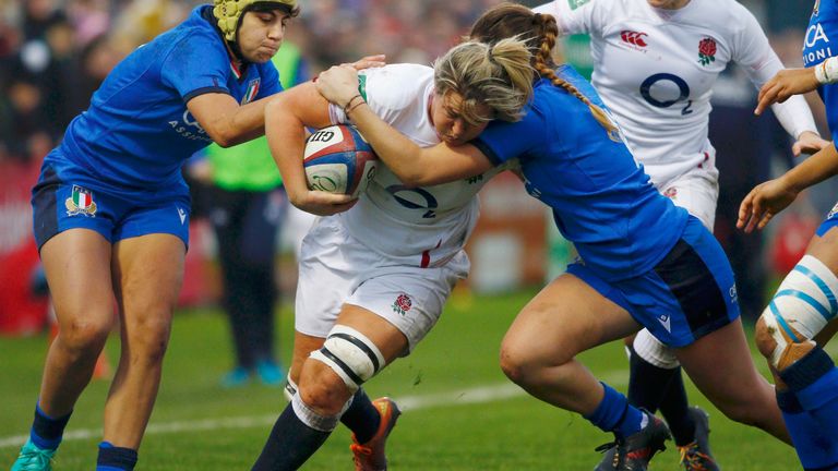Marlie Packer carries strongly for England
