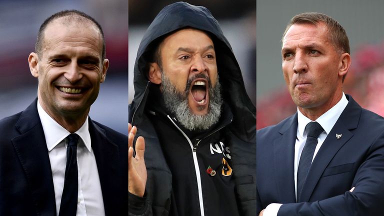 Max Allegri, Nuno Espirito Santo and Brendan Rodgers are all on Arsenal's shortlist