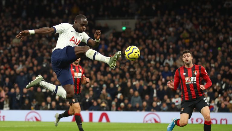 Moussa Sissoko scores Tottenham's third goal against Bournemouth