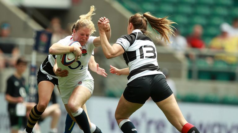 Lydia Thompson playing for England against the Baa-Baas
