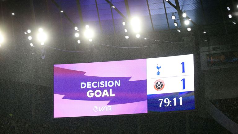 VAR descartó el gol de apertura de Sheffield United para un fuera de juego durante la acumulación, en el empate 1-1 con el Tottenham el fin de semana pasado