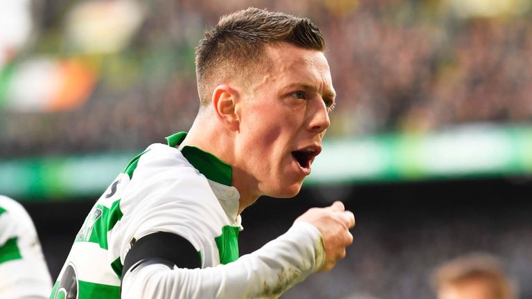 Callum McGregor celebrates scoring for Celtic