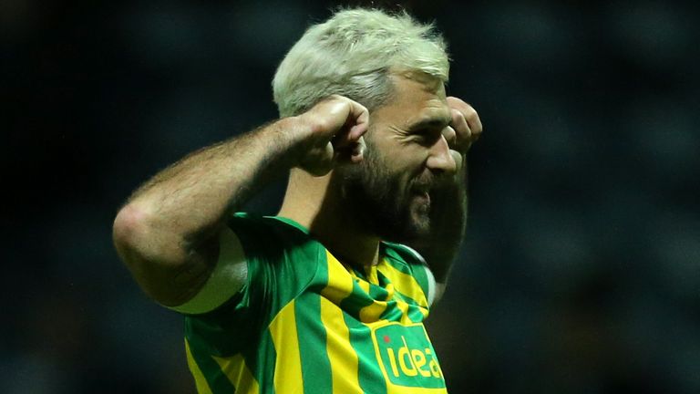Charlie Austin celebrates scoring for West Brom