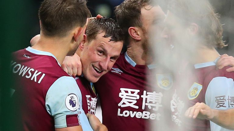 Chris Wood celebrates his goal with team-mates