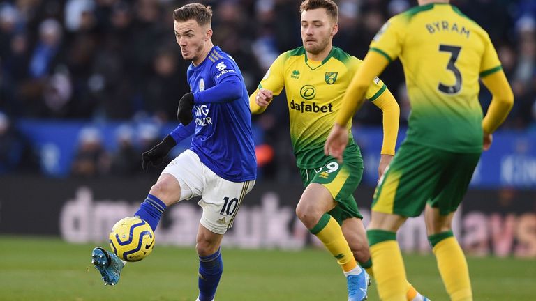 James Maddison took on his former club at the King Power Stadium