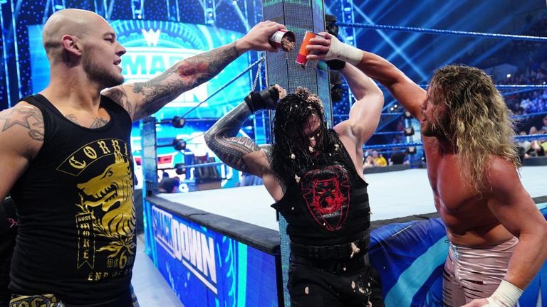 Baron Corbin and Dolph Ziggler showered Roman Reigns with dog food on last week's SmackDown