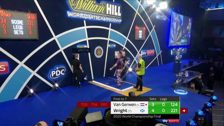 Van Gerwen took out this stunning 124 checkout on his way to winning the eighth set