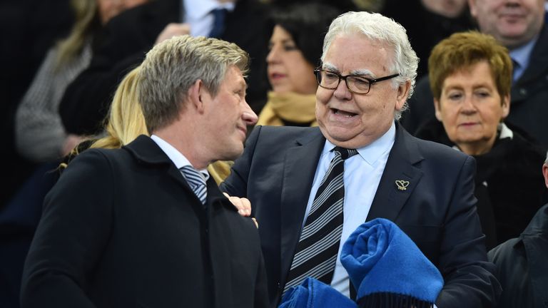 Everton chairman Bill Kenwright and director of football Marcel Brands, left