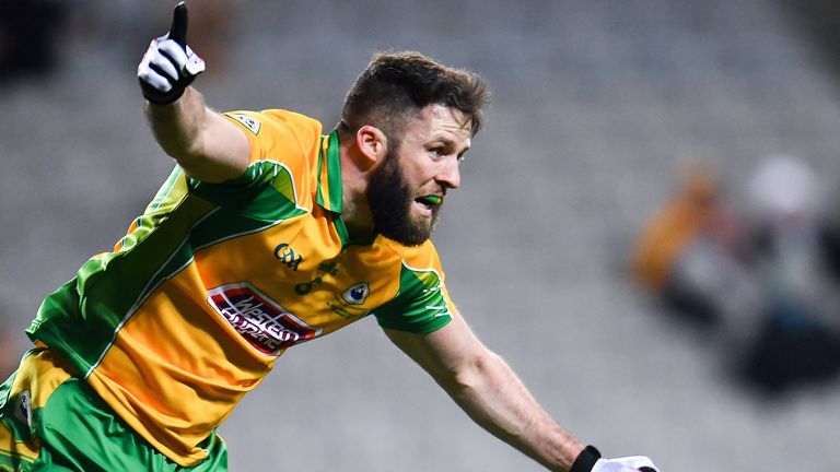 Conor Cunningham of Corofin celebrates his extra-time goal